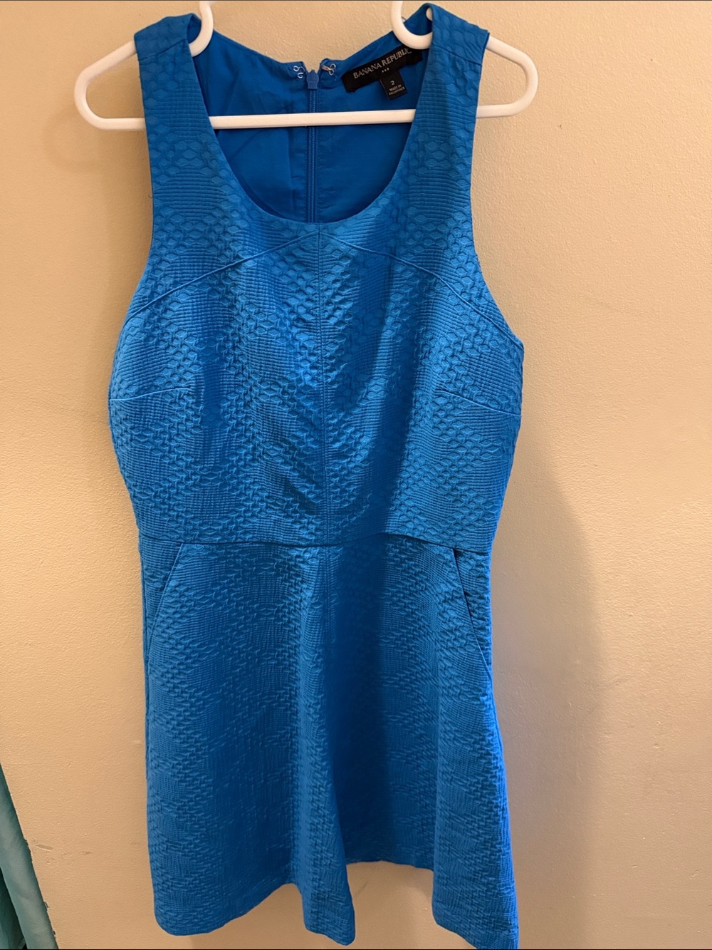 Banana Republic Bright Blue Textured Sleeveless Mini Dress